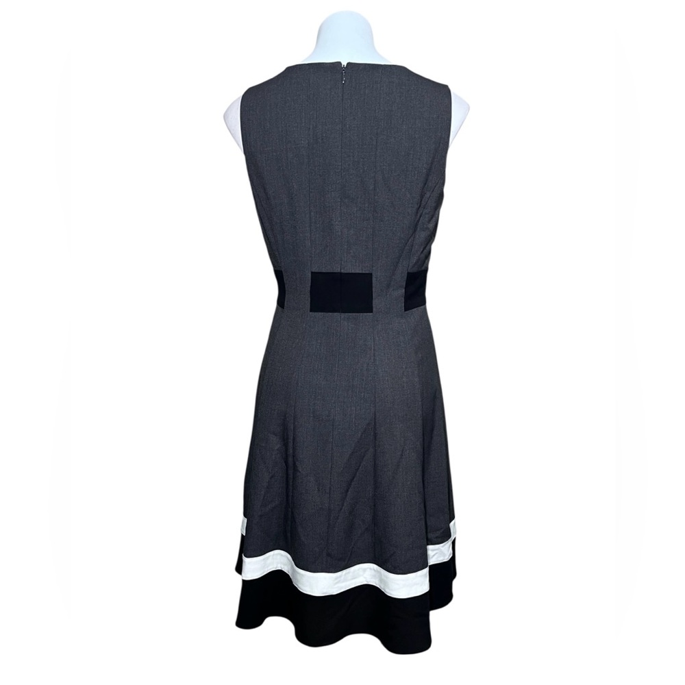 Calvin Klein dress sz 8 gray/White A-line knee length office church - Picture 4 of 6